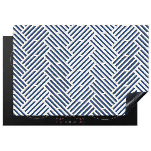 Crème - Blauw - Strepen - Patroon Inductie beschermer vinyl 3mm klein 276 -3d
