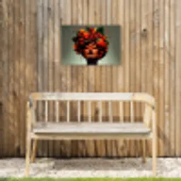 Vrouw - Chocolade - Frambozen - Aardbeien - Koekjes Tuinposter op houten frame 2 cm dik klein -sfeer4