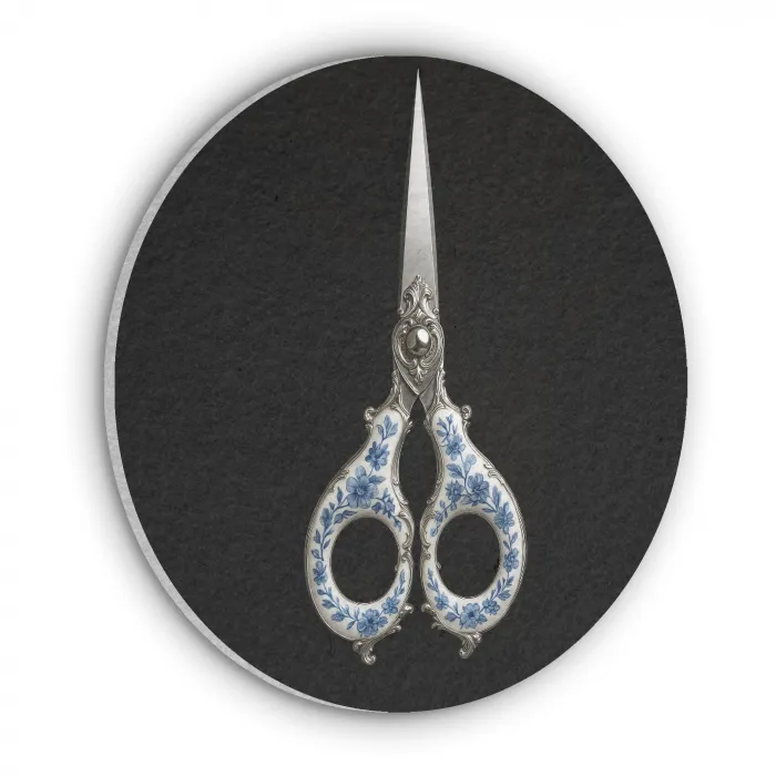 Schaar - Delfts blauw - Zwart Akoestische PET Vilt - Rond klein -3d
