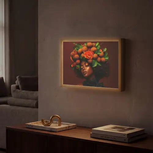 Vrouw - lychee - exotisch Light Box met batterij (Wandlamp) middel -sfeer1
