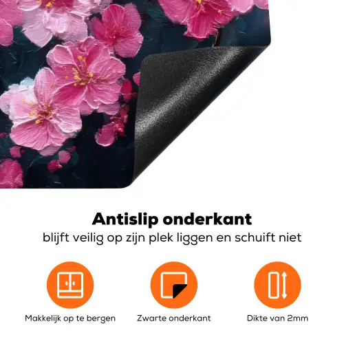 Bloem - Bloesems - Roze - Abstract Inductie beschermer vinyl 3mm klein -zzzzzzz-td-onderkant