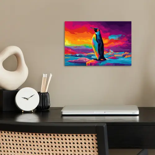 Ijsschots - Pinguïn - Abstract - Lucht poster papier klein -sfeer1