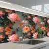 Dahlia - Bloemen - Patroon keuken achterwand 2 middel 871 -3d_schuin