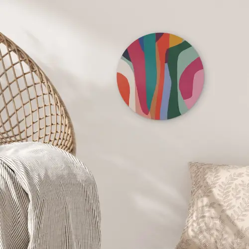 Vormen - Bochten - Kleurrijk - Abstract Akoestische PET Vilt - Rond klein -sfeer4