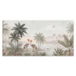 Kraanvogels - Palmbomen - Tropisch Muismat XXL klein -3d_leeg
