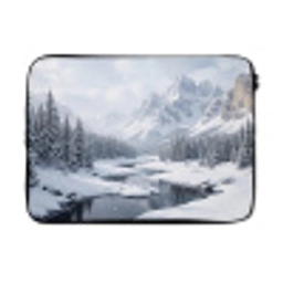 Sneeuwlandschap - Bergen - Rivier - Winter laptophoes neopreen klein -3d