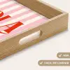 Hola - Quote -  Strepen - Pastel - Roze - Rood - Wit Dienblad Rechthoek middel -USP_HandgreepES