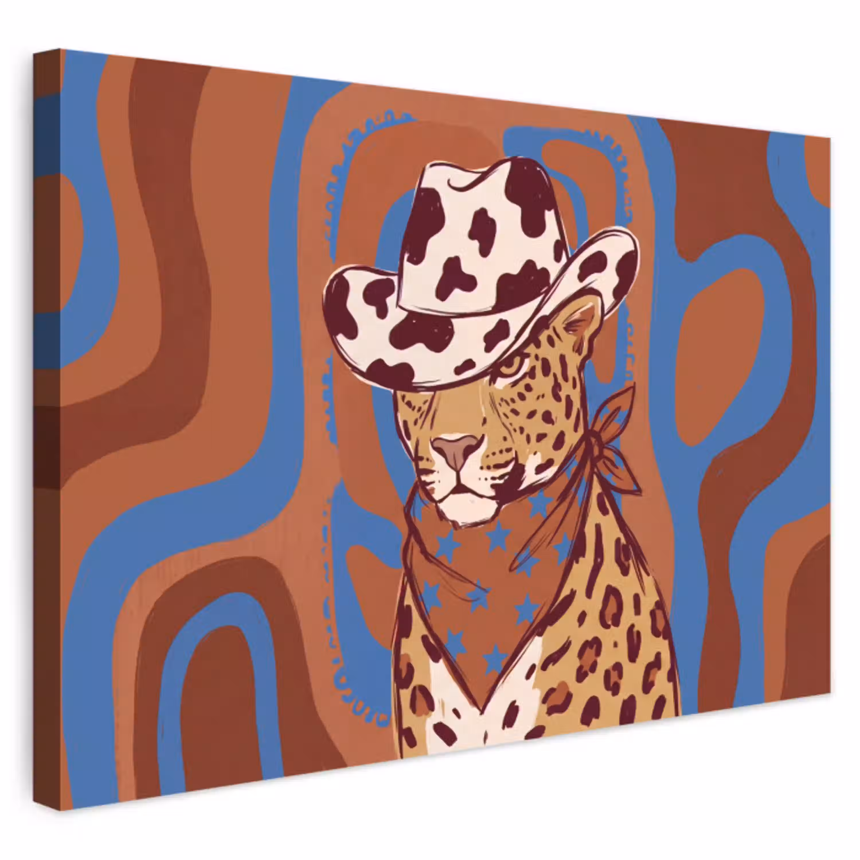 Dieren - Cowboyhoed - Modern - Illustratie - Bruin Tuinposter op houten frame 2 cm dik klein -3d