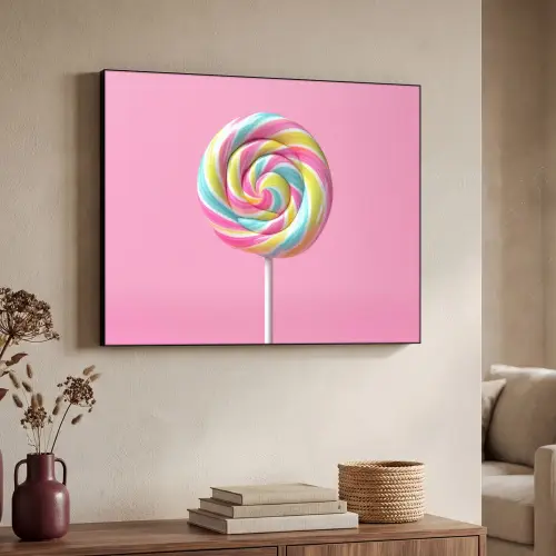 Lolly - Roze - Snoep - Zoet Textielframe zwart klein -sfeer3