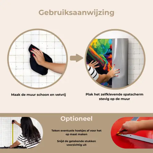 Kikker - Felgekleurd - Tak - Regenboog keuken achterwand spatscherm klein -gebruiksaanwijzing_NL