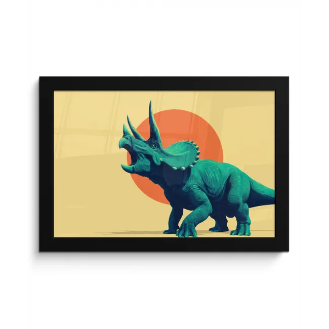 Triceratops - Cirkel - Oranje - Hoorns fotolijst zwart zonder passe partout klein -3d