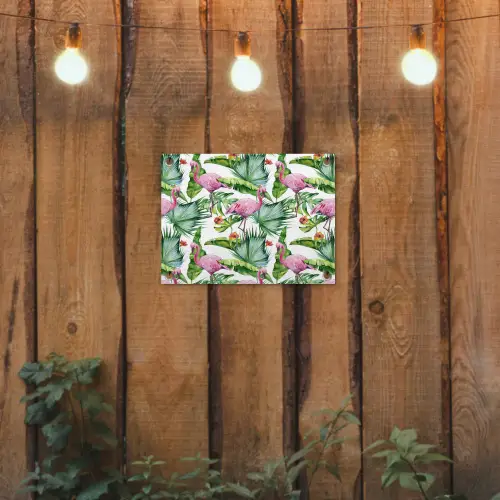 Inductie beschermer - Flamingo - Bladeren - Afdekplaat voor kookplaat - Tropisch tuinposter los doek klein -sfeer1