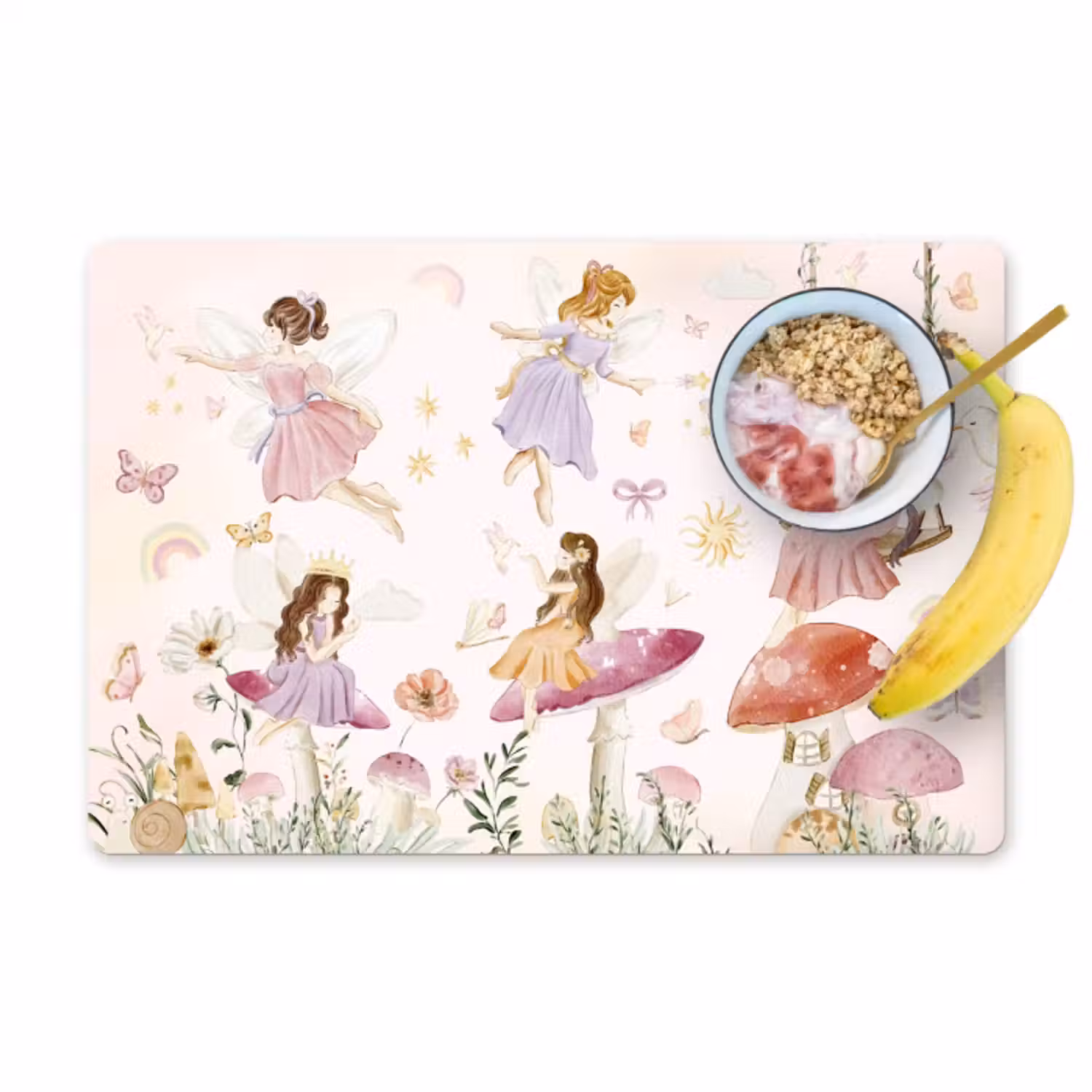 Placemat - 6 stuks - Elfjes - Prinses - Bloemen - Meisjes - Roze - Kinderen