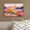 Kleurrijke bloemen - Bergen - Fantasielandschap canvas 2cm klein -sfeer3