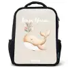 Walvis in pastel beige kleuren Rugzak - Zwart middel -3d