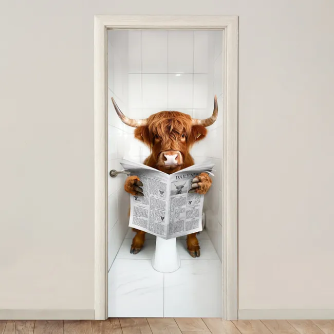 Deursticker - Schotse Hooglander - Krant - WC - Dier