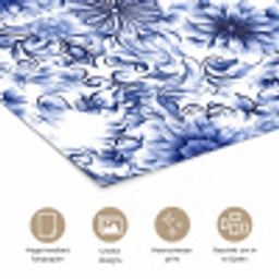 Bloemen - Blauw - Patroon - Wit poster papier klein 62 -closeup_NL
