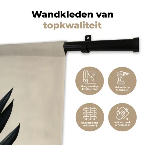 Palmblad - Donkere bladen - Subtiel Wandkleed katoen klein -sfeer2