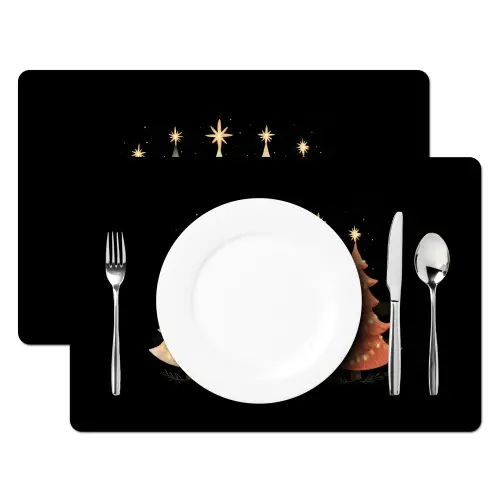 Kerstbomen - Kleurrijk - Lichtjes - Ster Placemat vinyl groot -zzsfeer2_Kitchenyeah-website
