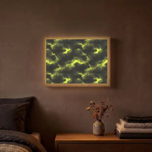 Geel - Storm - Wolken Light Box met batterij (Wandlamp) middel 907 -sfeer4
