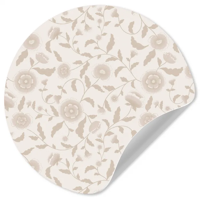 Sierlijk - Bloemen - Beige Wandcirkel behangsticker klein 186 -3d