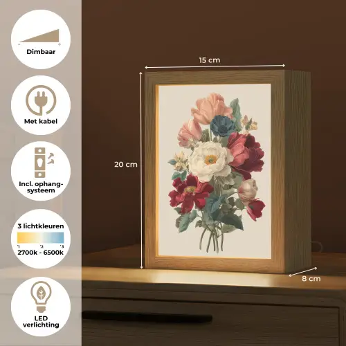 Boeket - Warme tinten - Elegant Light Box met kabel (Tafellamp) klein -USP_NL