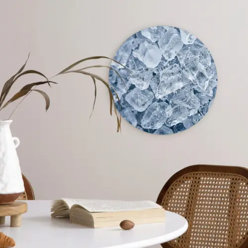 Ijsblokjes - Water - Blauw Wandcirkel kunststof plaat 5mm dik klein -sfeer4