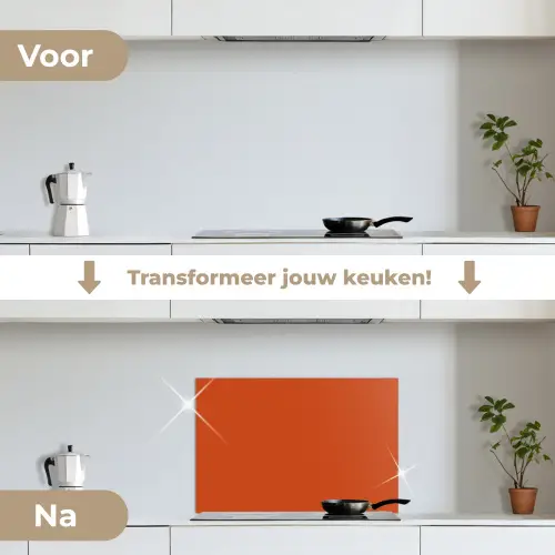Sienna - Aarde - Kleuren - Effen keuken achterwand spatscherm klein 900 -voor_na_NL
