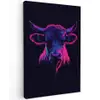 Stier - Neon - Zwart - Kleur Tuinposter op houten frame 2 cm dik klein -3d