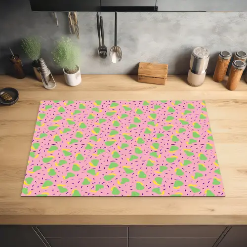Roze - Streepjes - Groen - Peer Inductie beschermer vinyl 3mm klein 276 -sfeer5
