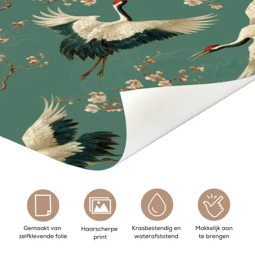 Kersenbloesem - Kraamvogels - Groen deurposter klein 289 -closeup_NL