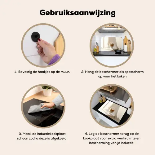 Mok - Latte - Minimalistisch - Schaduw Inductie beschemer met haakjes klein -ky-gebruik-nl