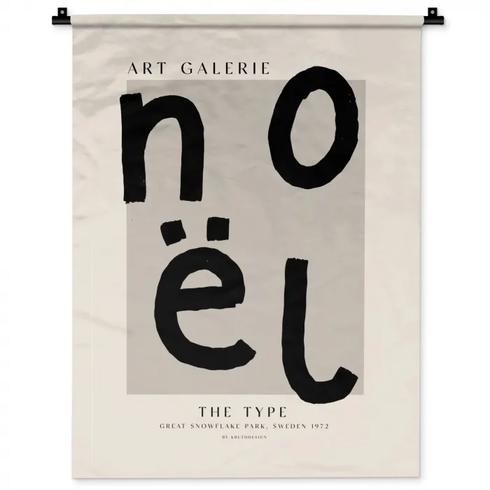 Quotes - Noël - Zwart - Beige - Kerst Wandkleed katoen klein -zz3d