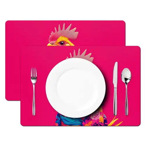 Haan - Kleurrijk - Kimono - Roze Placemat vinyl groot -zzsfeer2_Kitchenyeah-website
