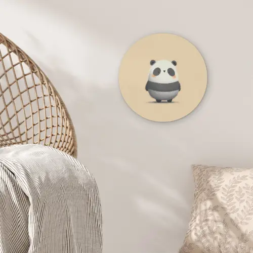 Panda - Beige - Minimalistisch Akoestische PET Vilt - Rond klein -sfeer4