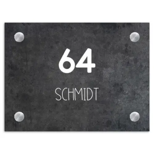 Donker steen - Modern Naambord Rechthoek middel -3d
