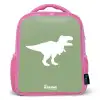 Groen met T-rex dino Kinderrugzak - Roze middel -3d