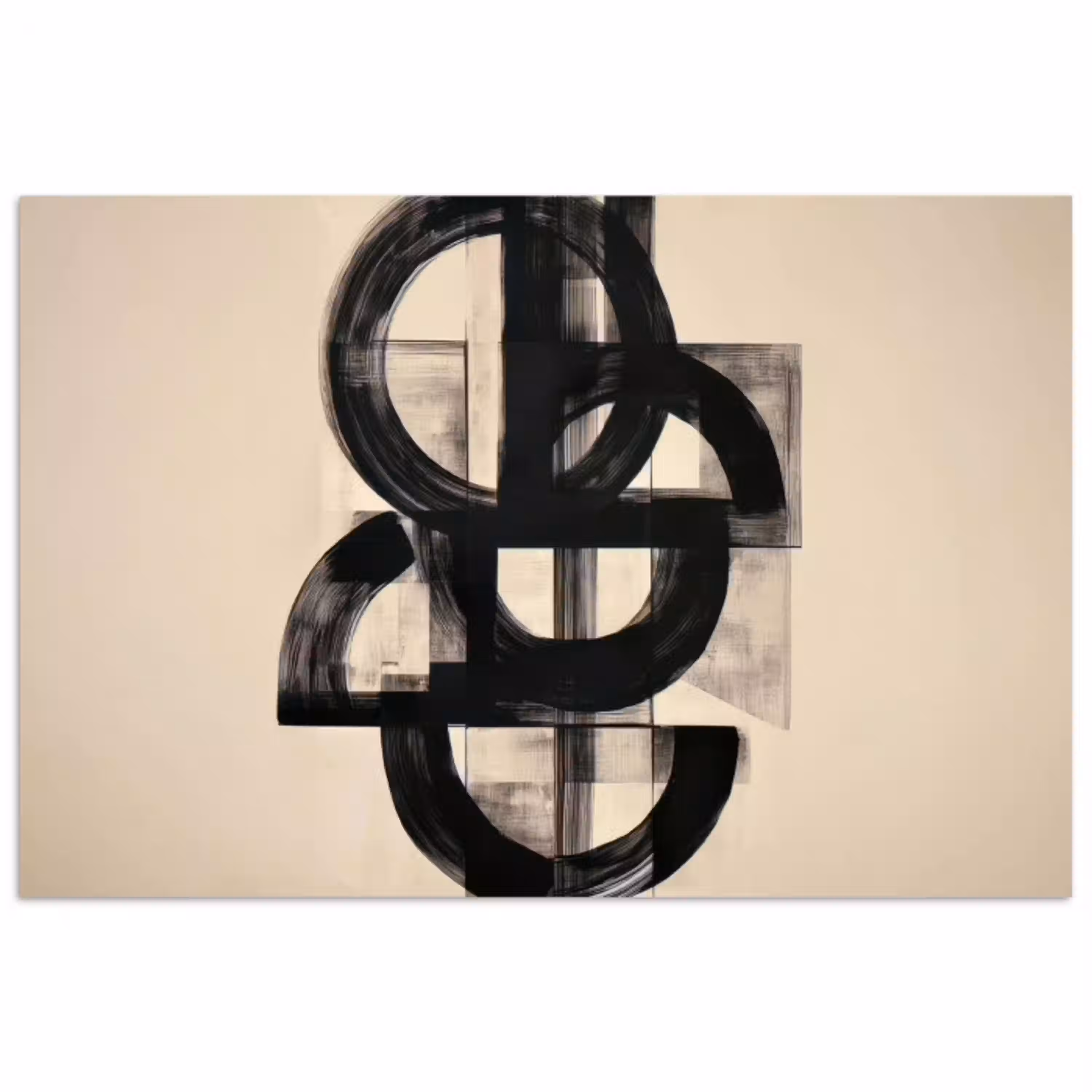 Cirkels - Lijnen - Vormen - Zwart poster papier klein -3d