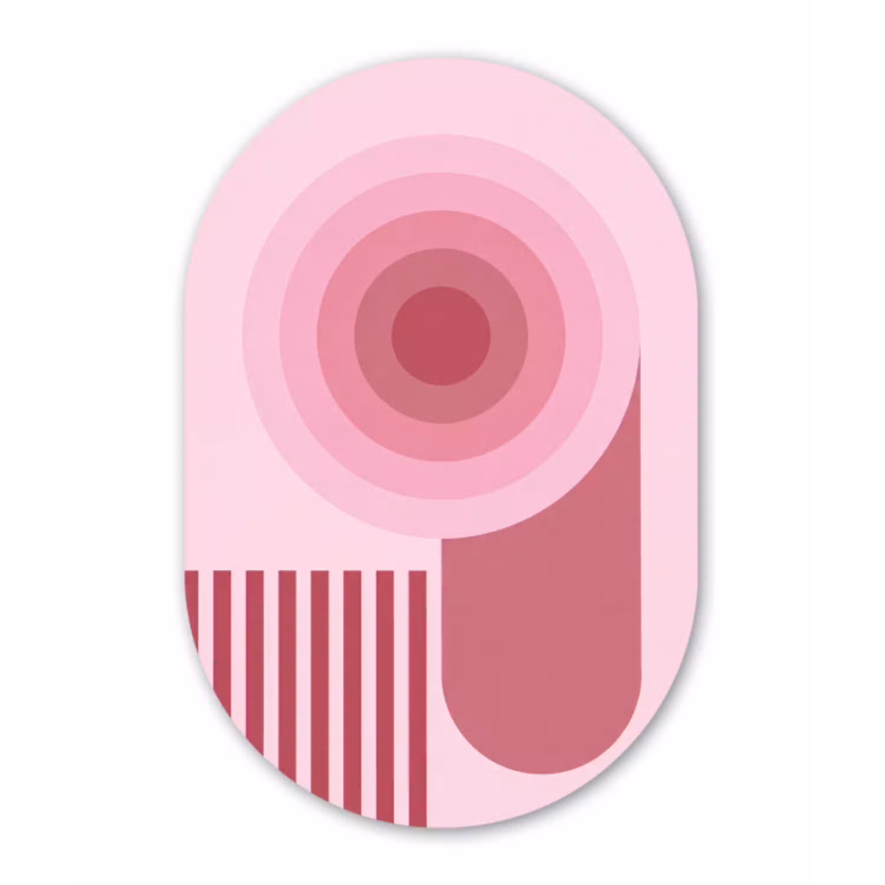 Abstract - Cirkels - Strepen - Modern - Roze Wandcirkel Ovaal Aluminium middel -3d