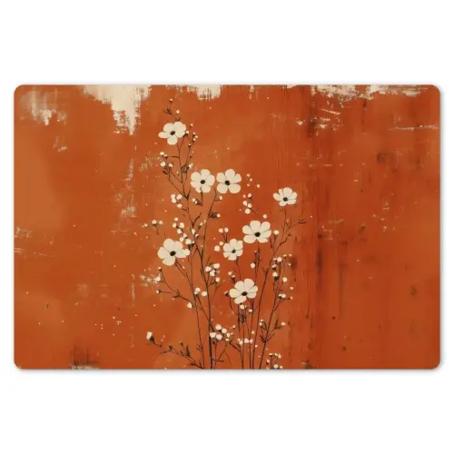 Bloemen - Wit - Subtiel - Roestkleur Placemat vinyl groot -zzsfeer1_Kitchenyeah-website