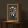 Dieren - Wolf - Portret - Zwart - Bruin Light Box met kabel (Tafellamp) klein -z3d_website