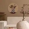 Minimalistisch - Vaas - Bloemen - Bruin Wandcirkel kunststof plaat 5mm dik klein -sfeer1
