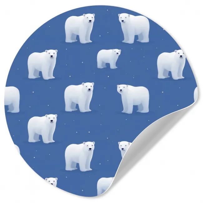 Behangcirkel - IJsbeer - Patroon - Blauw