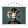 Geit - Hoorns - Kokskleding textielposter latten blank klein -3d