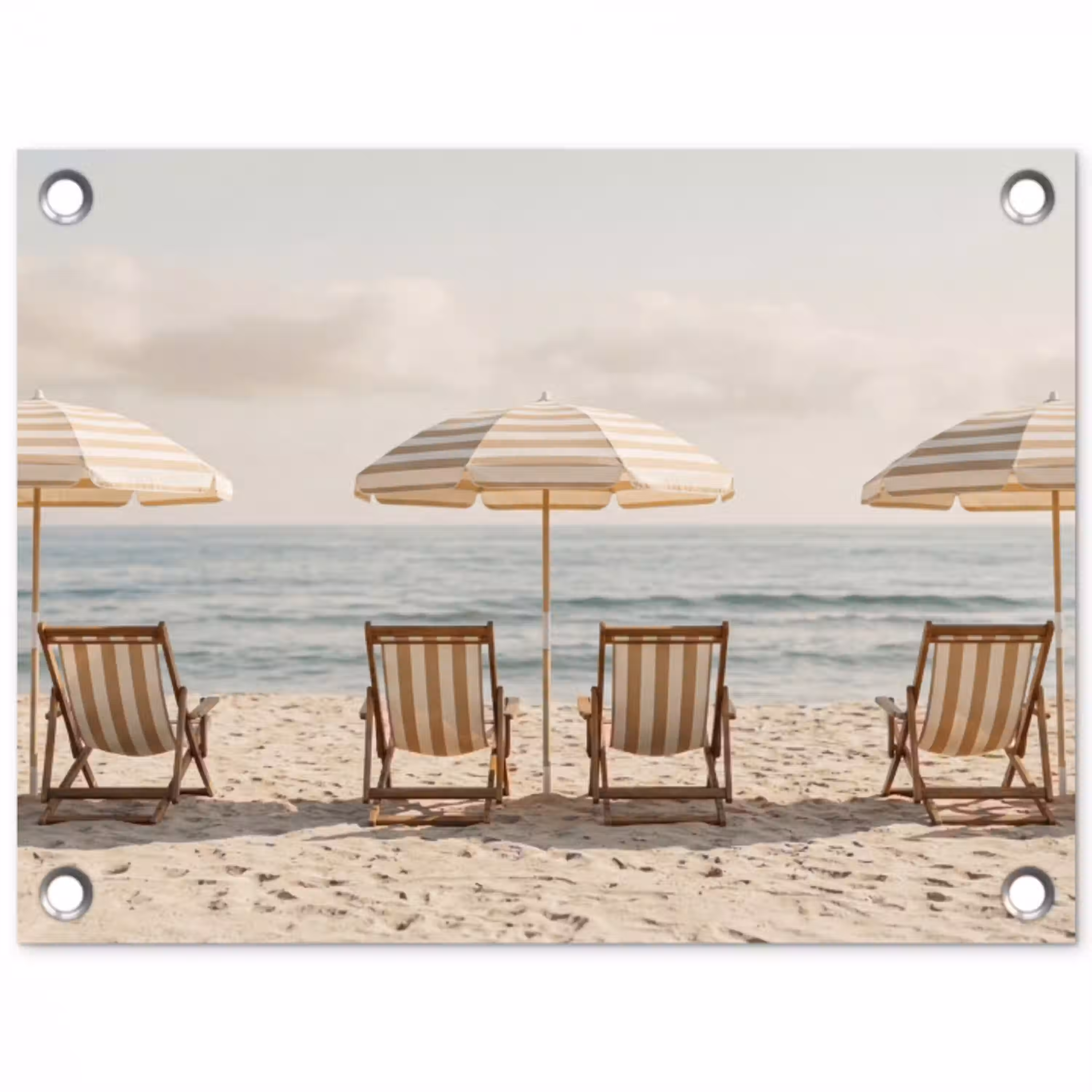Strand - Stoelen - Parasol tuinposter los doek klein -3d