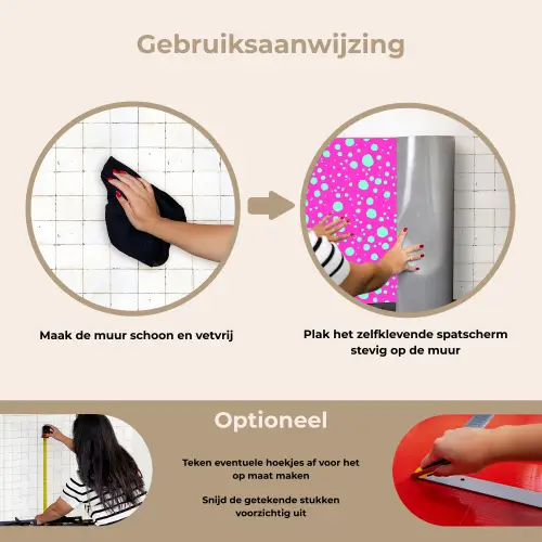 Stippen - Mint - Neon - Fuchsia keuken achterwand spatscherm klein 900 -gebruiksaanwijzing_NL