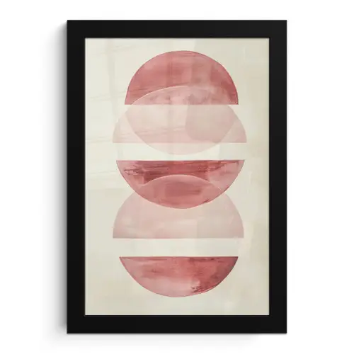 Minimalistisch - Cirkels - Roze fotolijst zwart zonder passe partout klein -3d