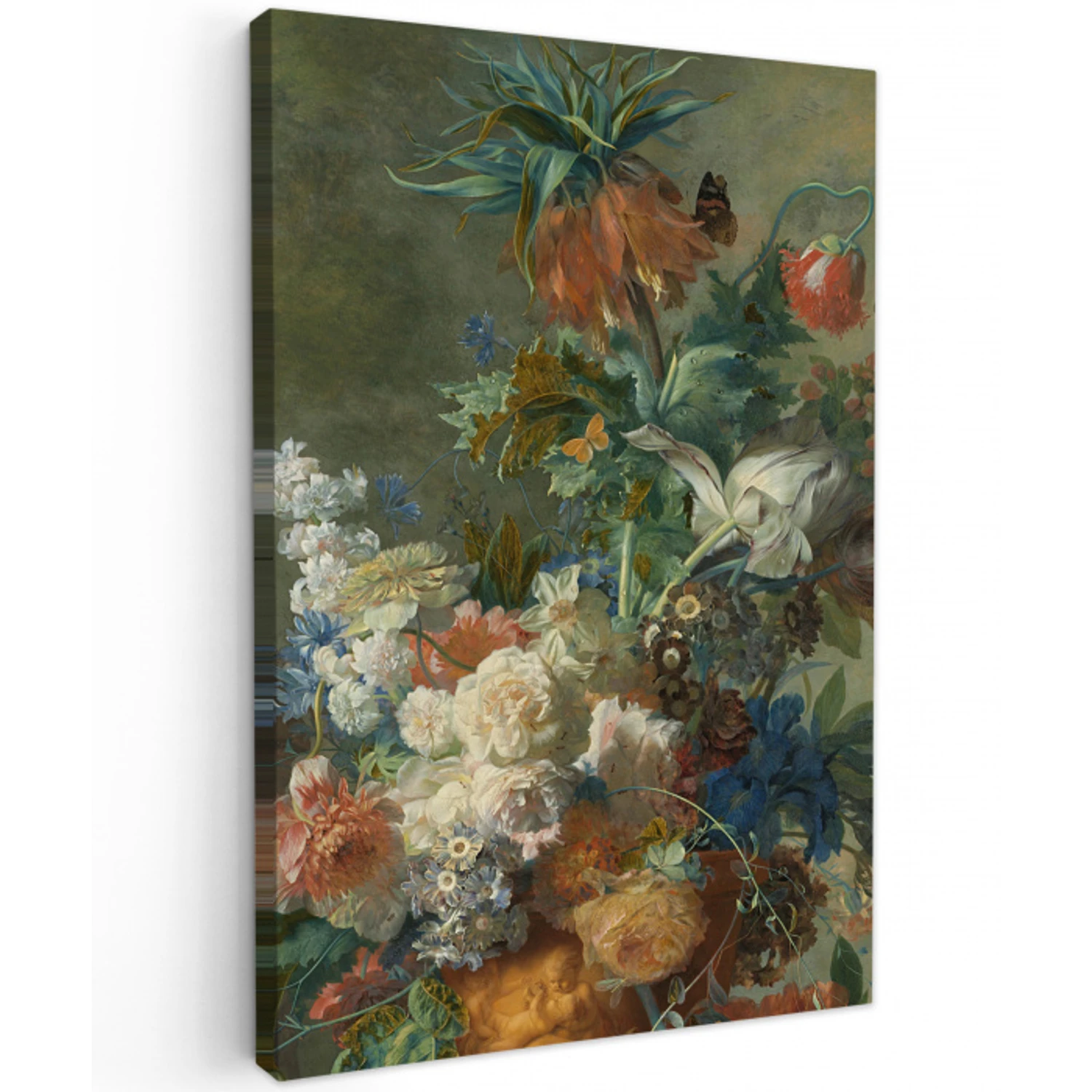 Stilleven met bloemen - Schilderij van Jan van Huysum canvas 2cm klein -z3d