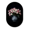 Bloemen - Roze - Tulpen - Vaas Wandcirkel Ovaal Forex klein -3d