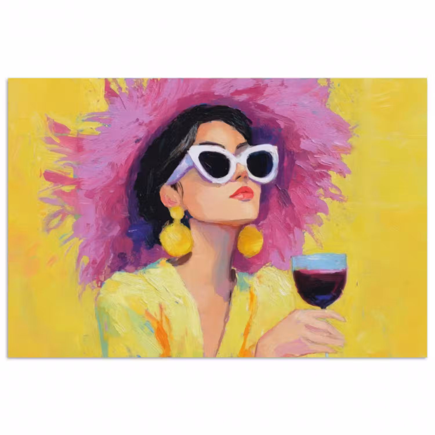 Poster - Frau - Hut - Lila - Wein